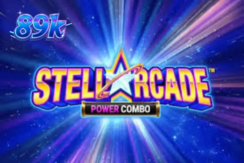 Interface neon e cósmica do slot Stellarcade Power Combo